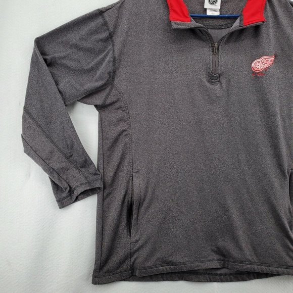 Redwings Hockey Shirt Gray Pullover Pockets Men?s Size Large 1/4 Zip - Picture 4 of 12